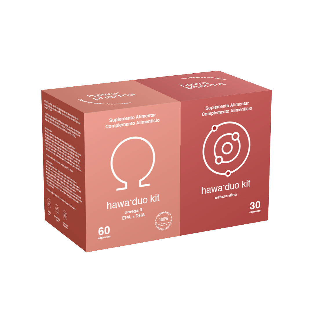 HAWA Duo KIT - Ômega 3 (EPA E DHE) + Astaxantina – 60+30 cáp. – Genescare